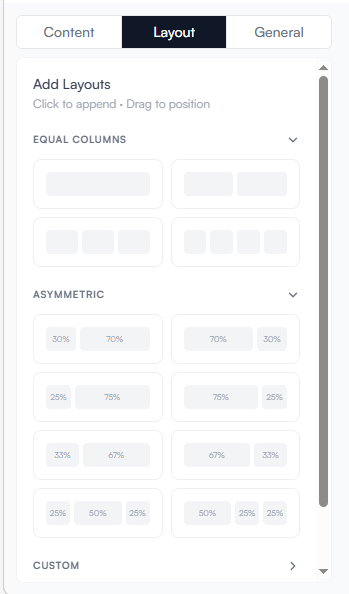 Layouts for template